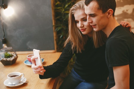 couple in a cafeの写真素材