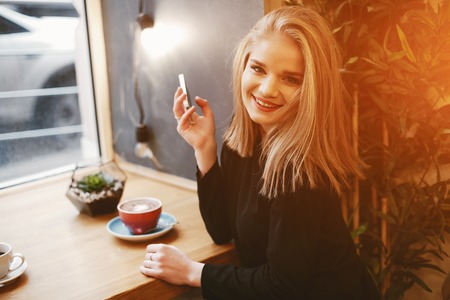 girl with coffeeの写真素材