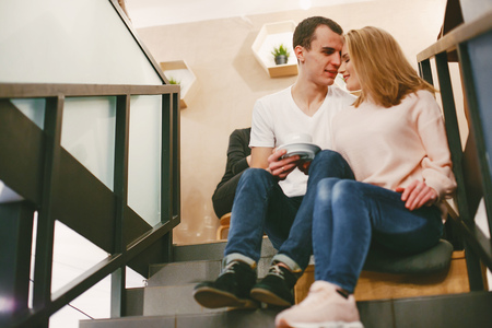 couple in a cafeの写真素材