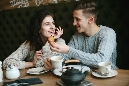 couple in a caffeeの写真素材