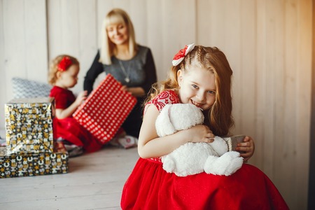 family in studioの写真素材
