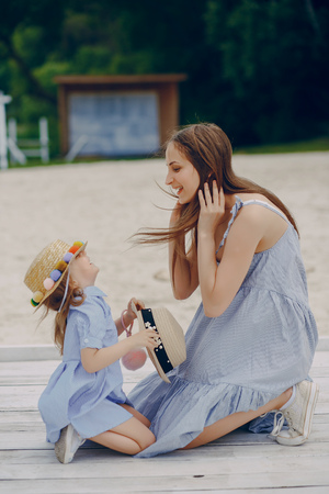 Mother with daughtersの写真素材