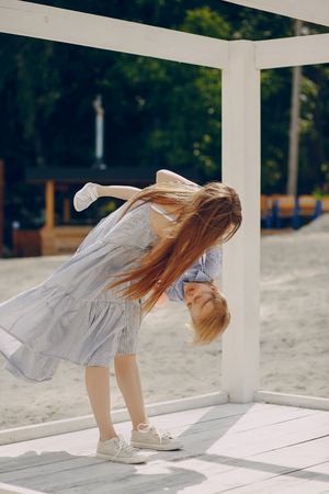 Mother with daughtersの写真素材