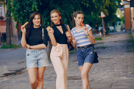 girls in the townの写真素材