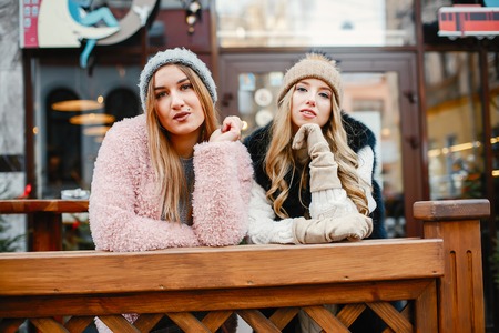 girls in winterの写真素材