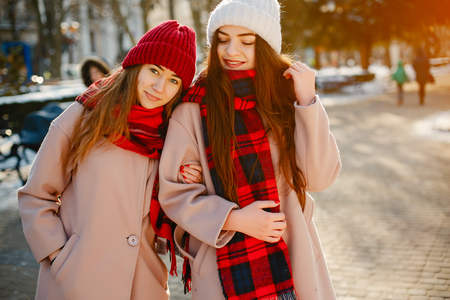 stylish young beautiful girlsの写真素材