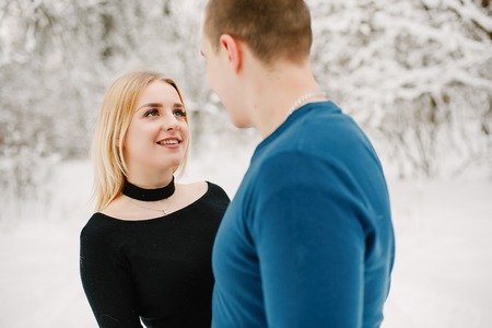 Young lovely couple in winter