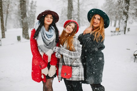 girls in winterの写真素材