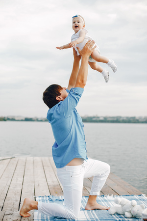 Father with little daughterの写真素材