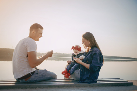 family on a walkの写真素材