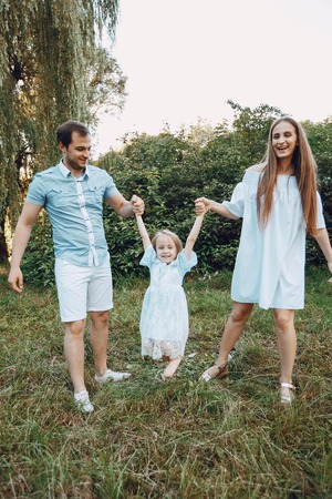 family on a parkの写真素材