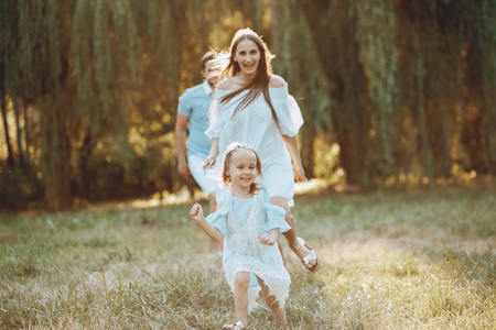 family on a parkの写真素材
