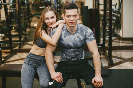 couple in a gymの写真素材