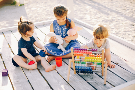 Children in a summer parkの写真素材