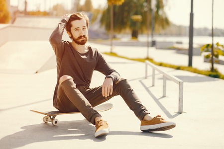 man with skateの写真素材