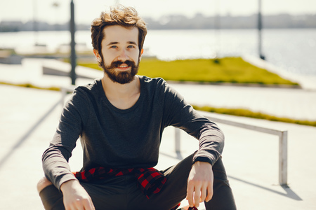 man in a parkの写真素材