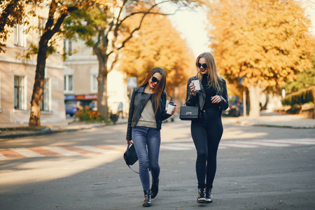 girls in a cityの写真素材