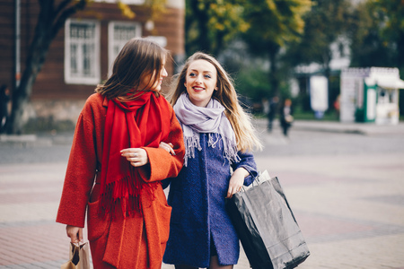 girls with bagの写真素材
