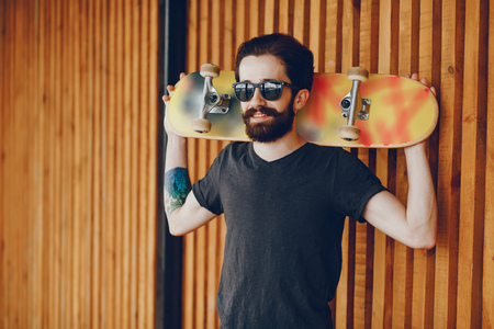 A handsome guy with a tattooの写真素材