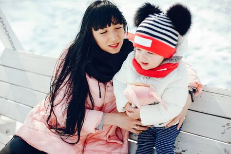 Mother with little daughter