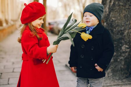 litlle kids in a parkの写真素材