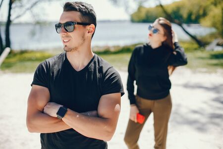 couple in a beachの写真素材