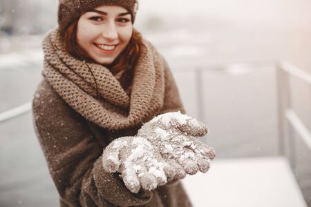 girl and snowの写真素材