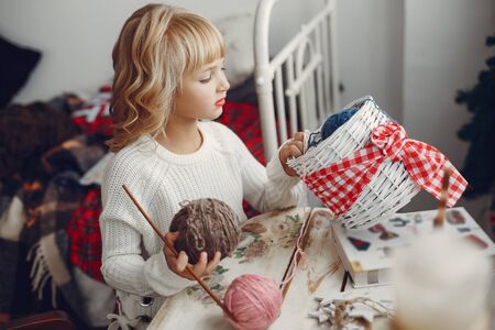 Little girl at homeの写真素材