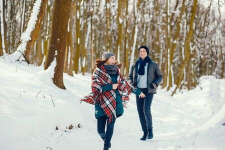 couple in a winterの写真素材