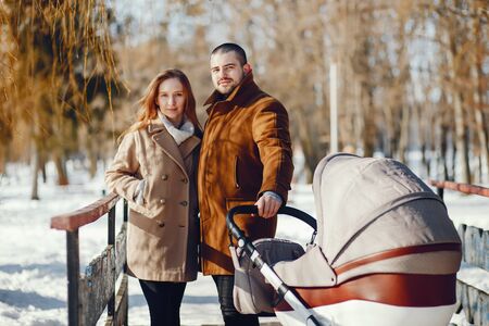 Family in a winter park