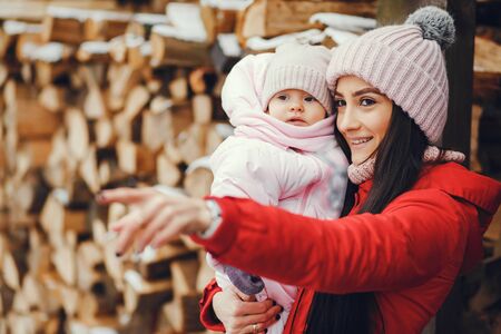 Mother with little daughterの写真素材