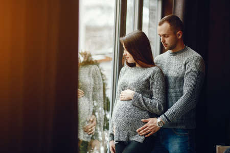 Couple in a cafeの写真素材