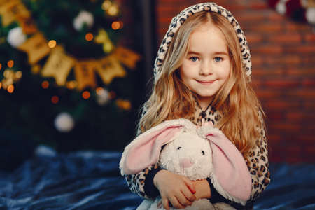 Little girl at homeの写真素材