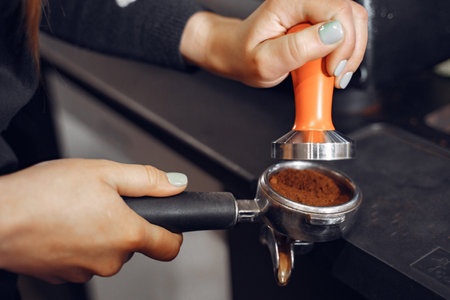 Barista cafe making coffee preparation service conceptの写真素材