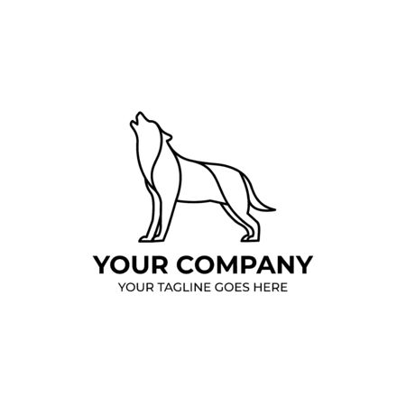 wolf mono line logo design, suited for your business which contact with vintage, wild, and strongのイラスト素材