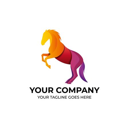 horse colorful modern logo design, suited for business who run with spirit, strong, wild, and horseのイラスト素材