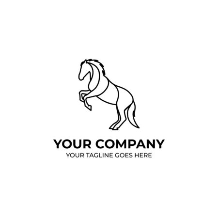 horse mono line logo design, suited for vintage logo designのイラスト素材