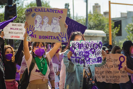 On the way to 8M, a feminist demonstration to commemorate International Women's Day, they demand the...