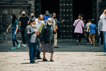 Catholics go to church to bless their palms on Palm Sundayのeditorial素材