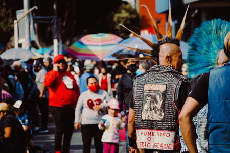 Band of punketos walks through the streets of Pueblaのeditorial素材