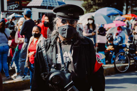 Band of punketos walks through the streets of Puebla