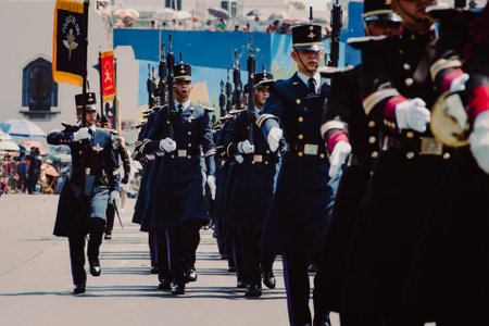 Military parade to commemorate the Battle of Puebla on May 5のeditorial素材