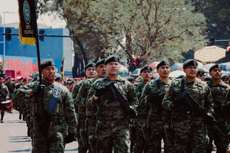 Military parade to commemorate the Battle of Puebla on May 5のeditorial素材