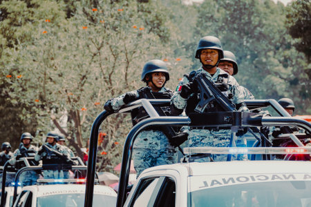 Military parade to commemorate the Battle of Puebla on May 5のeditorial素材
