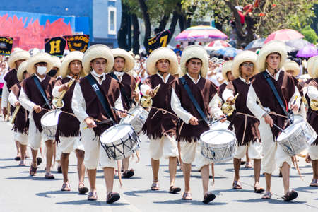 Students parade to commemorate the anniversary of the Battle of Puebla on May 5