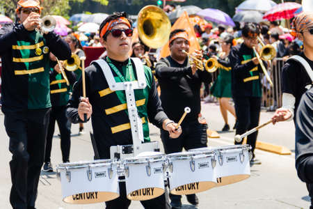 Students parade to commemorate the anniversary of the Battle of Puebla on May 5