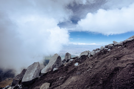 Natural landscape on top of La Malinche mountain, on a cloudy day