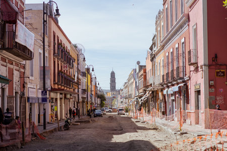 Construction workers on the streets of Pueblaのeditorial素材