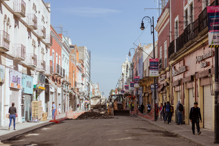 Construction workers on the streets of Pueblaのeditorial素材