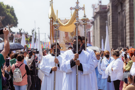 People participating in the procession in the Holy Week